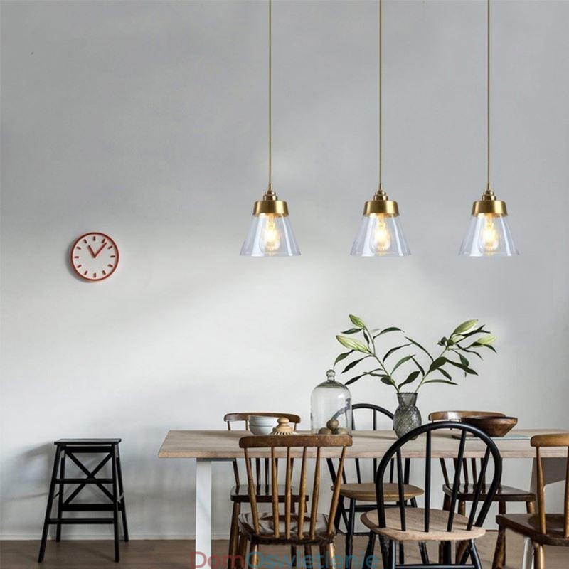Nordic Retro Wisząca Lampa Szklany Klosz Oświetlenie Domu Mosiężny Uchwyt Lampy Światło