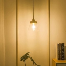 Nordic Retro Wisząca Lampa Szklany Klosz Oświetlenie Domu Mosiężny Uchwyt Lampy Światło