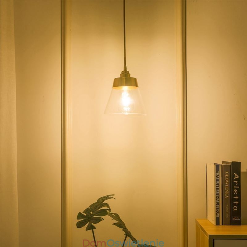 Nordic Retro Wisząca Lampa Szklany Klosz Oświetlenie Domu Mosiężny Uchwyt Lampy Światło
