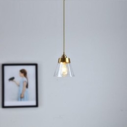 Nordic Retro Wisząca Lampa Szklany Klosz Oświetlenie Domu Mosiężny Uchwyt Lampy Światło