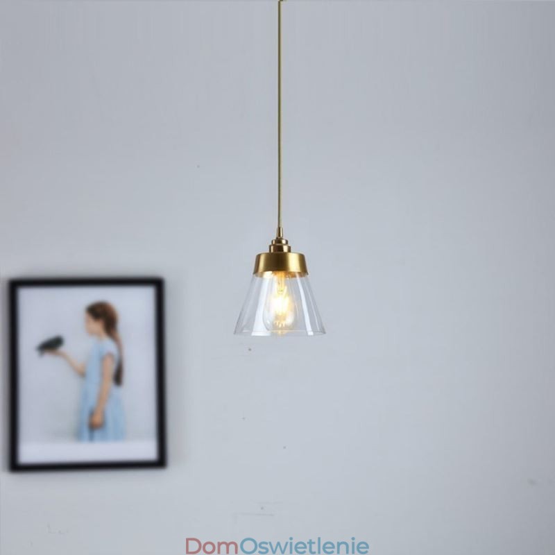 Nordic Retro Wisząca Lampa Szklany Klosz Oświetlenie Domu Mosiężny Uchwyt Lampy Światło
