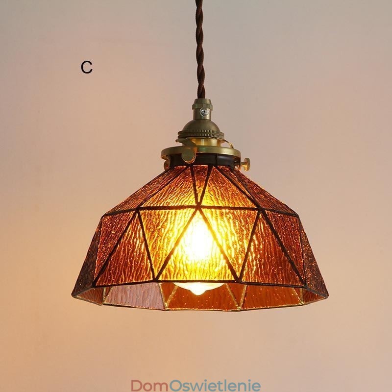 Wisząca lampa witrażowa geometryczna