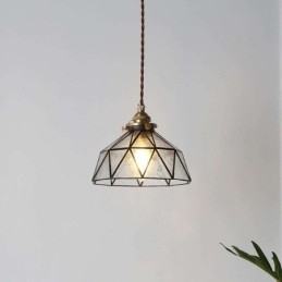 Wisząca lampa witrażowa geometryczna