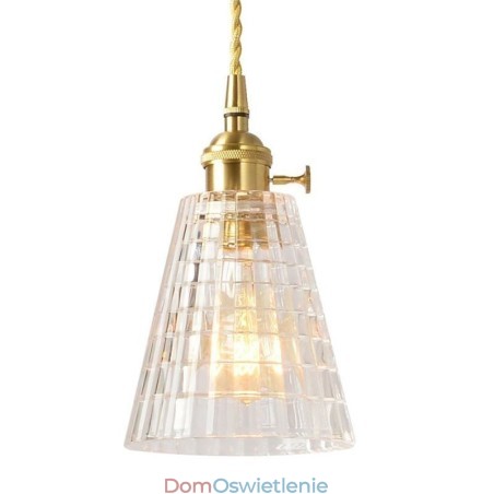 Kwadratowa przezroczysta żebrowana lampa wisząca ze szkła mosiężnego z przełącznikiem obrotowym Kwadratowa przezroczysta żebrowana lampa wisząca ze szkła mosiężnego z przełącznikiem obrotowym