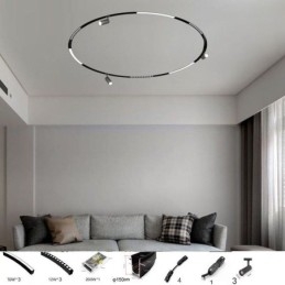 Okrągły magnetyczny szynowy reflektor wpuszczany dekoracyjny 150 cm