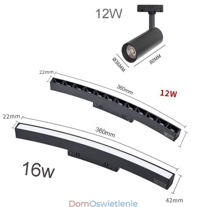 Okrągły magnetyczny szynowy reflektor wpuszczany dekoracyjny 150 cm