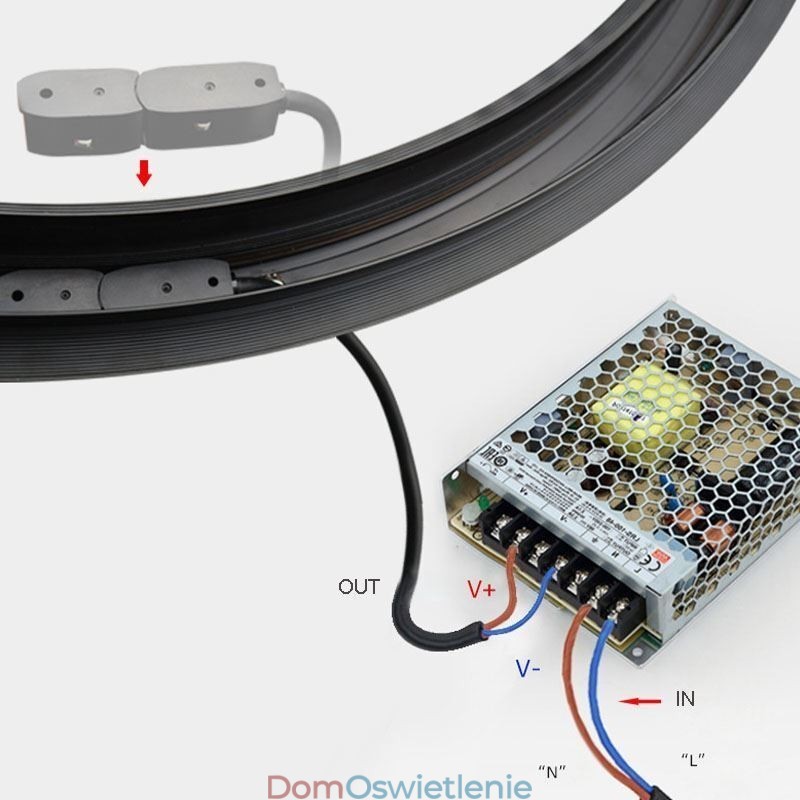 Okrągły reflektor szynowy magnetyczny wpuszczany dekoracyjny 100 cm