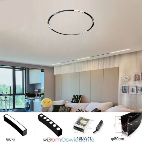 Okrągły magnetyczny reflektor szynowy wpuszczany dekoracyjny 80 cm Okrągły magnetyczny reflektor szynowy wpuszczany dekoracyjny 80 cm