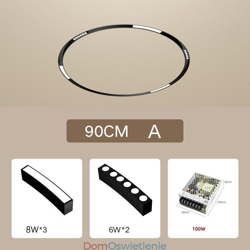 Okrągły magnetyczny reflektor szynowy wpuszczany dekoracyjny 80 cm