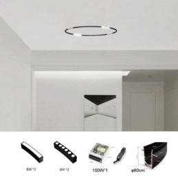 Okrągły reflektor szynowy magnetyczny wpuszczany dekoracyjny 60 cm