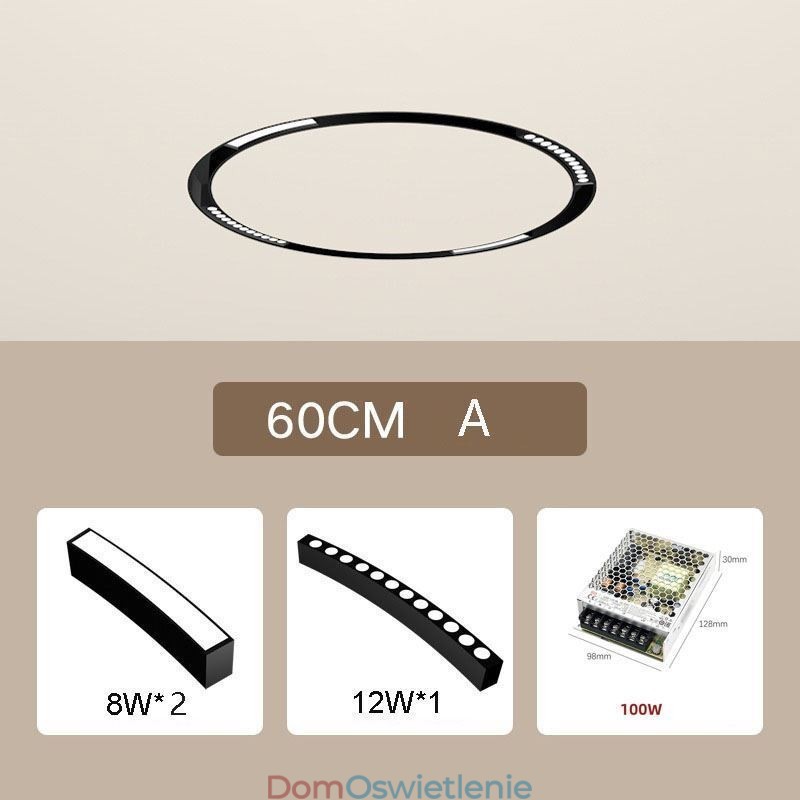 Okrągły reflektor szynowy magnetyczny wpuszczany dekoracyjny 60 cm