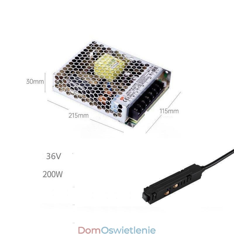 Sterownik oświetlenia szynowego 200 W 36 V Zasilacz sterownika z magnetycznym złączem zasilania szyny