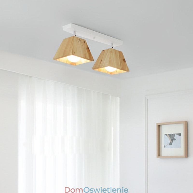 Nordic Drewniany reflektor sufitowy z czterema pryzmatami obrotowymi