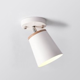 Nordic Iron Spotlight Drewniana prosta lampa sufitowa (pojedyncze światło)