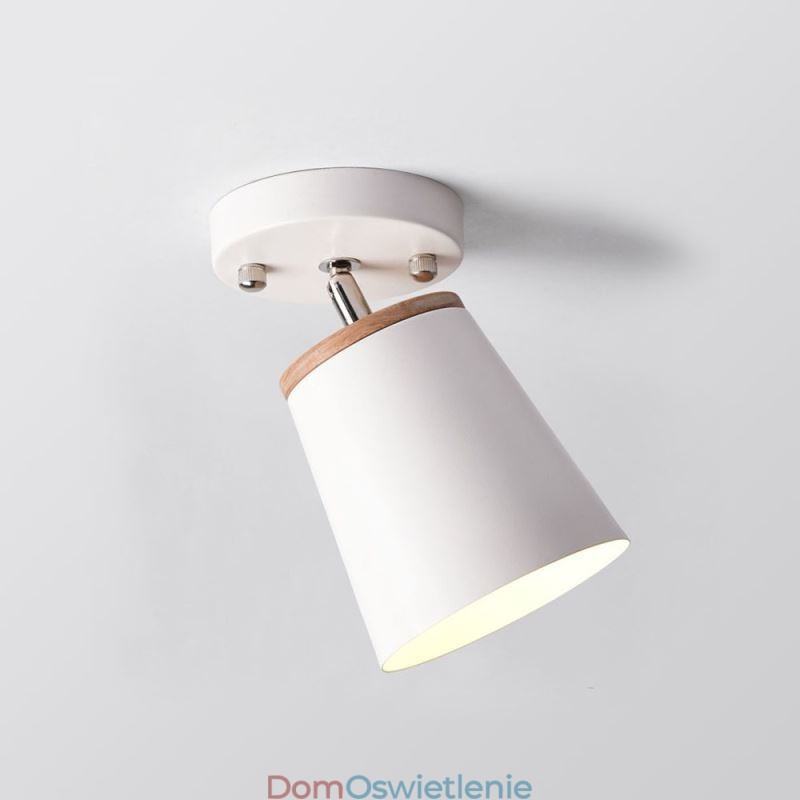 Nordic Iron Spotlight Drewniana prosta lampa sufitowa (pojedyncze światło)