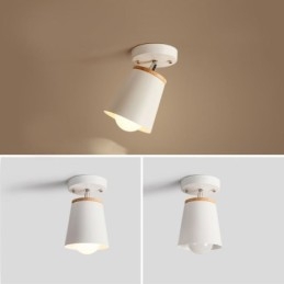 Nordic Iron Spotlight Drewniana prosta lampa sufitowa (pojedyncze światło)