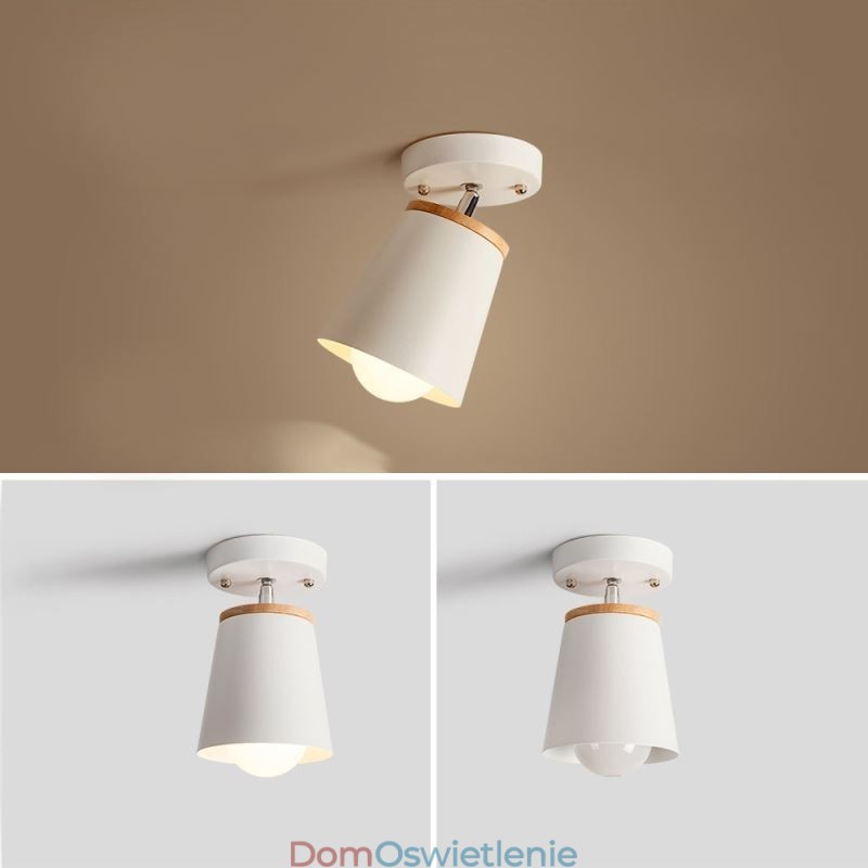 Nordic Iron Spotlight Drewniana prosta lampa sufitowa (pojedyncze światło)