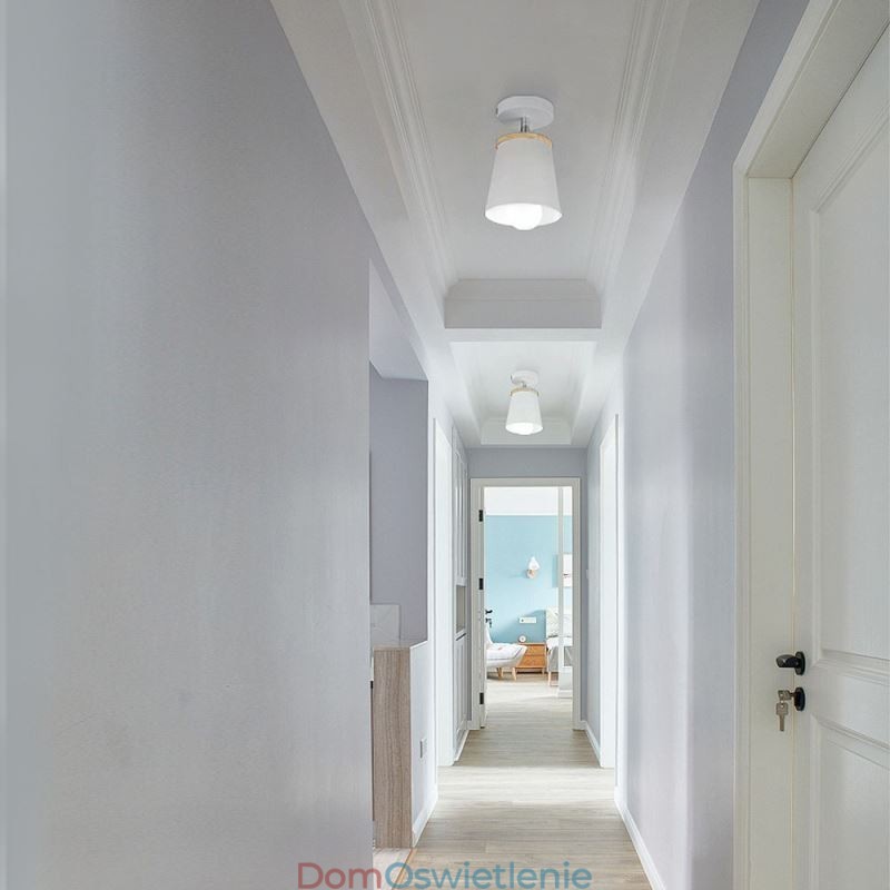 Nordic Iron Spotlight Drewniana prosta lampa sufitowa (pojedyncze światło)