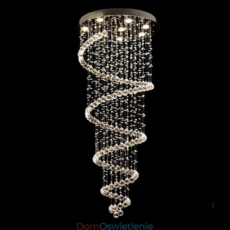 Spiral Modern K9 Kryształowa lampa sufitowa wisząca do wnętrz Żyrandol Oświetlenie schodów Wysoki sufit