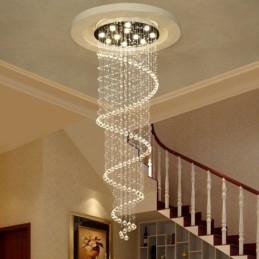 Spiral Modern K9 Kryształowa lampa sufitowa wisząca do wnętrz Żyrandol Oświetlenie schodów Wysoki sufit