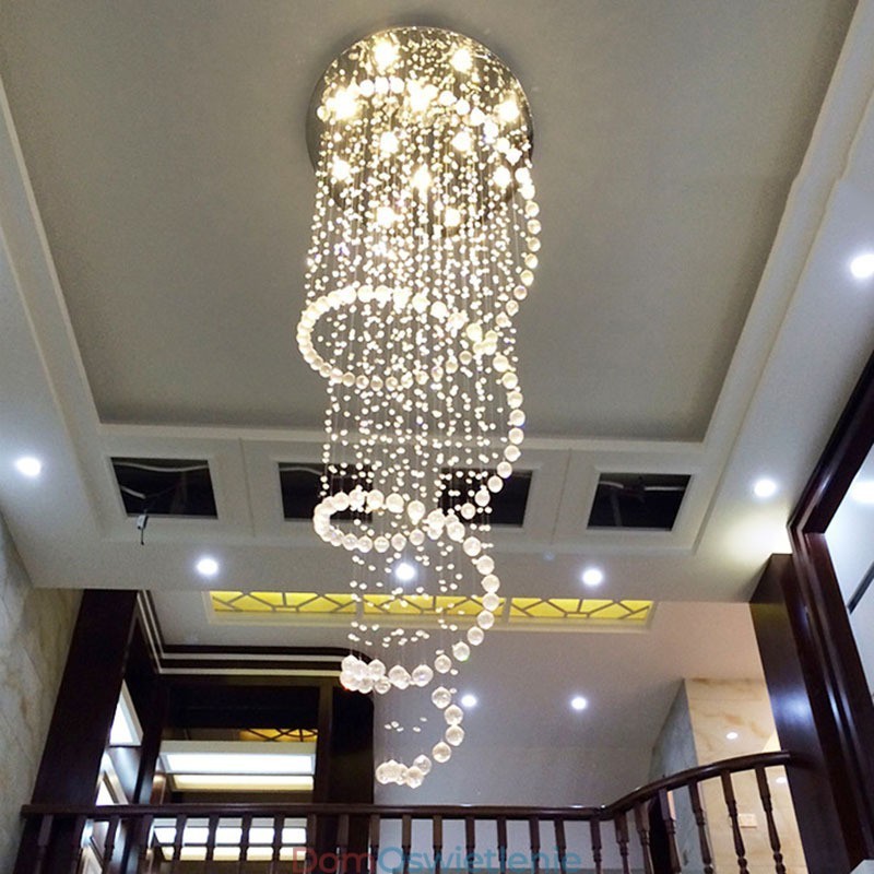 Spiral Modern K9 Kryształowa lampa sufitowa wisząca do wnętrz Żyrandol Oświetlenie schodów Wysoki sufit