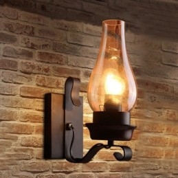 Retro Rustykalna nordycka szklana lampa ścienna do sypialni, kinkiet ścienny, vintage industrialne oprawy ścienne