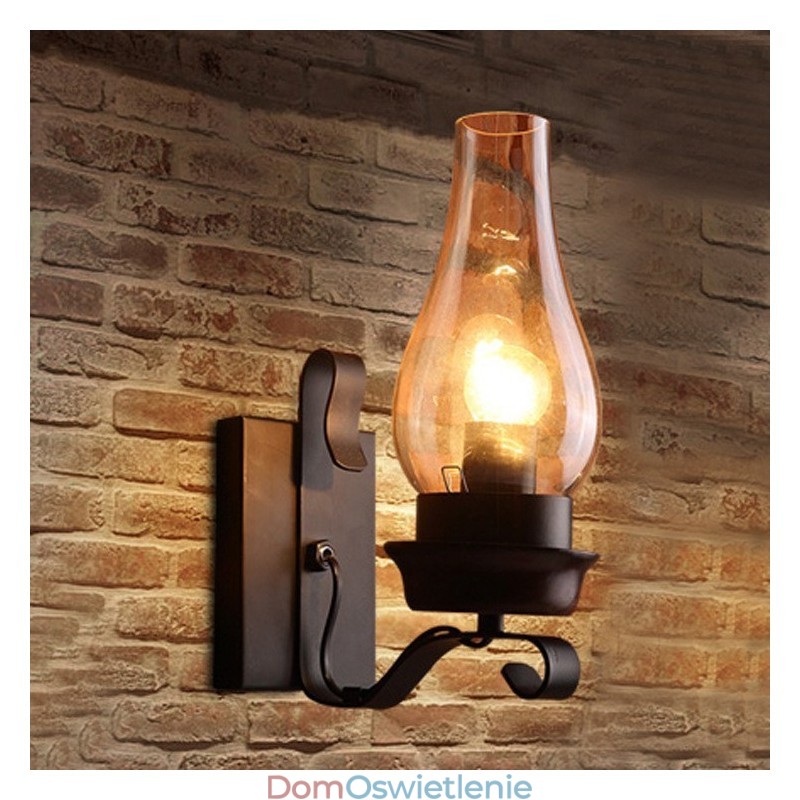 Retro Rustykalna nordycka szklana lampa ścienna do sypialni, kinkiet ścienny, vintage industrialne oprawy ścienne