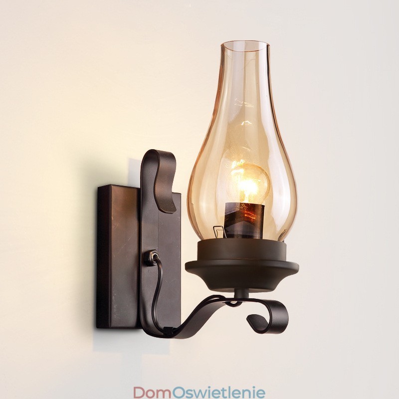 Retro Rustykalna nordycka szklana lampa ścienna do sypialni, kinkiet ścienny, vintage industrialne oprawy ścienne