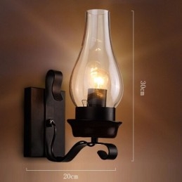 Retro Rustykalna nordycka szklana lampa ścienna do sypialni, kinkiet ścienny, vintage industrialne oprawy ścienne