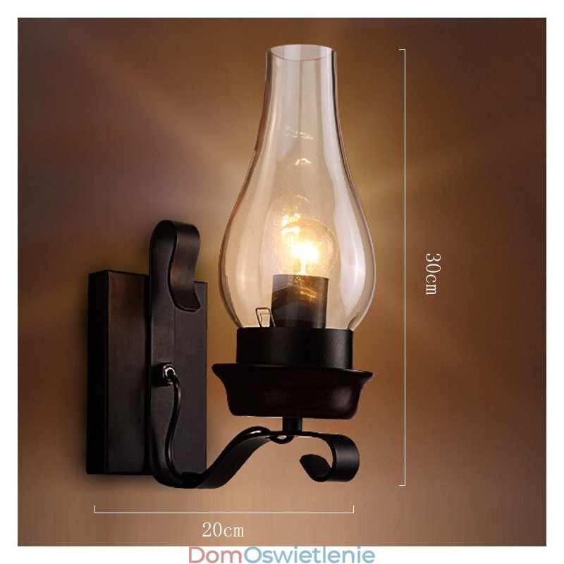 Retro Rustykalna nordycka szklana lampa ścienna do sypialni, kinkiet ścienny, vintage industrialne oprawy ścienne