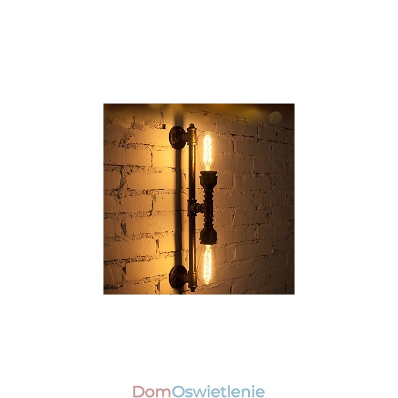 Wroguht Żelazna rura wodna Kinkiet Vintage Oświetlenie przejścia Loft Żelazna lampa ścienna Edison Żarówka FJ DB2 046A0