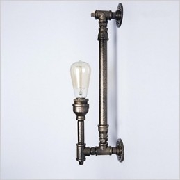 Wroguht Żelazna rura wodna Kinkiet Vintage Oświetlenie przejścia Loft Żelazna lampa ścienna Edison Żarówka FJ DB2 046A0