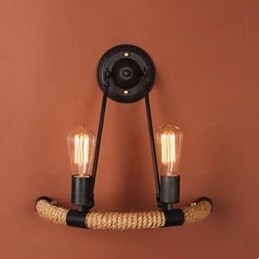 Zakontraktowana lampa balkonowa schodowa półokrągła lampa ścienna z liny konopnej