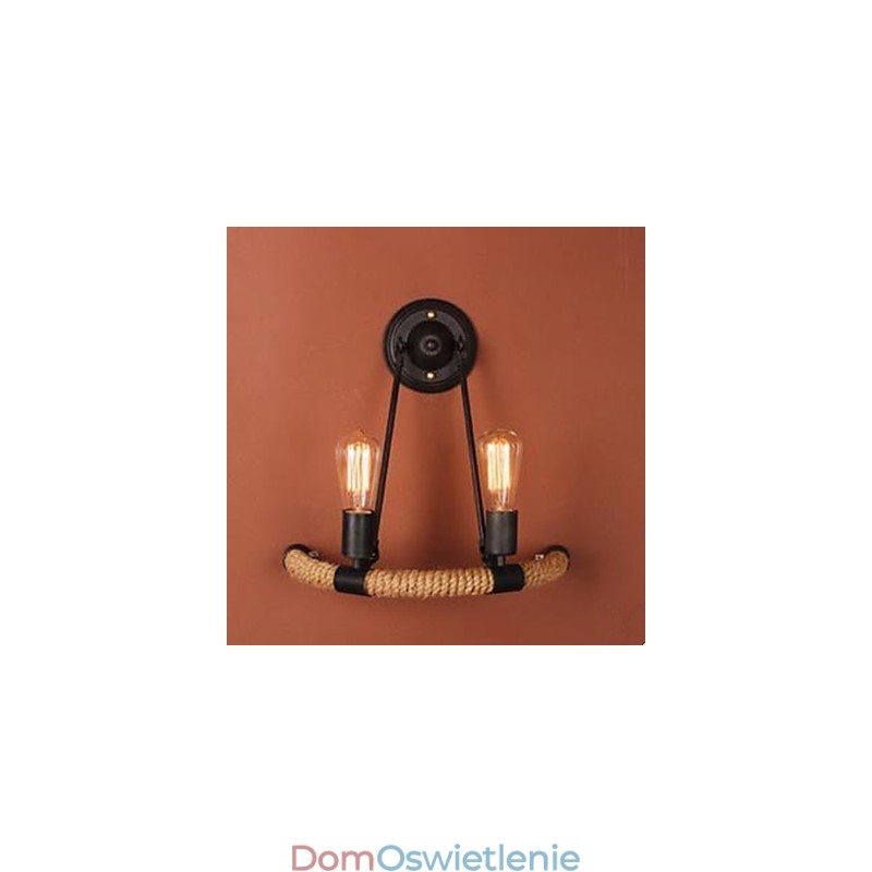 Zakontraktowana lampa balkonowa schodowa półokrągła lampa ścienna z liny konopnej