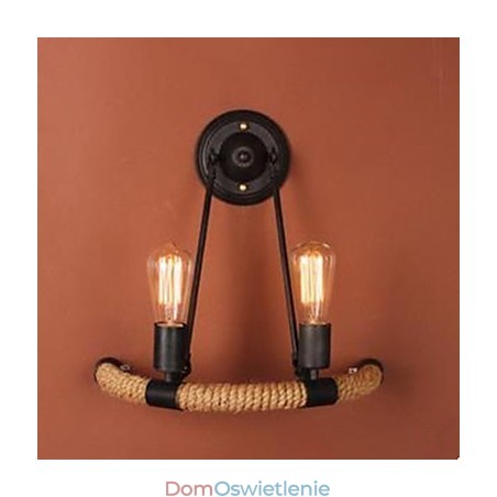 Zakontraktowana lampa balkonowa schodowa półokrągła lampa ścienna z liny konopnej Zakontraktowana lampa balkonowa schodowa półokrągła lampa ścienna z liny konopnej