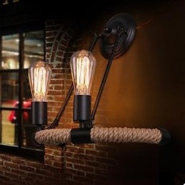 Zakontraktowana lampa balkonowa schodowa półokrągła lampa ścienna z liny konopnej