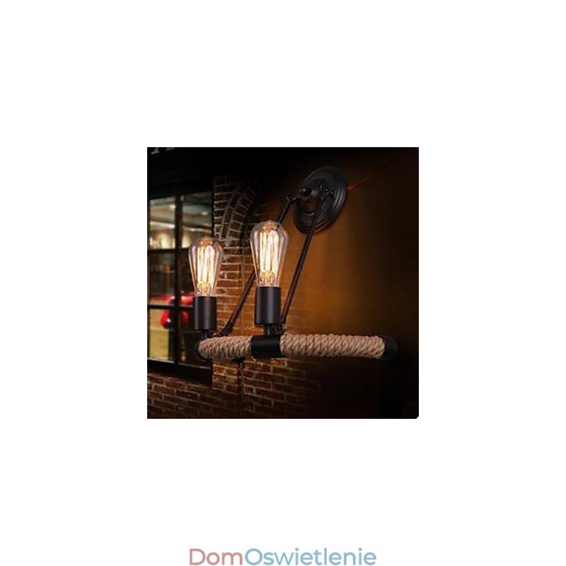 Zakontraktowana lampa balkonowa schodowa półokrągła lampa ścienna z liny konopnej
