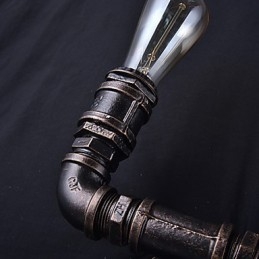 2 światła Vintage Metalowa rura wodna kinkiet z żarówką Edisona