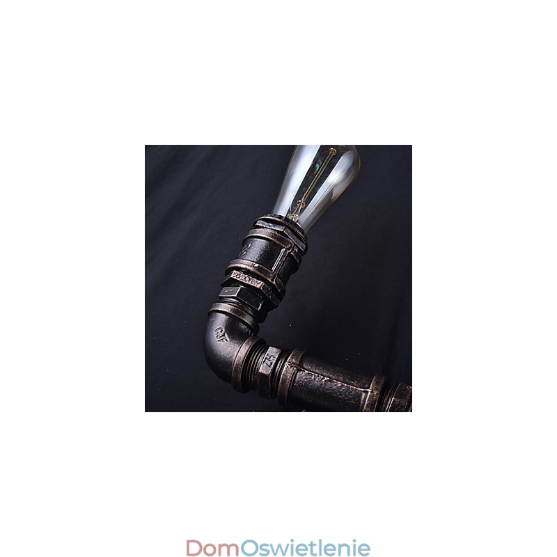 2 światła Vintage Metalowa rura wodna kinkiet z żarówką Edisona