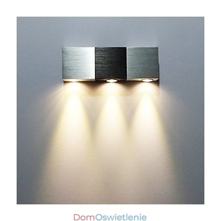 Nowoczesna lampa ścienna z rozpraszającym światłem, prostokątna, aluminiowa obudowa