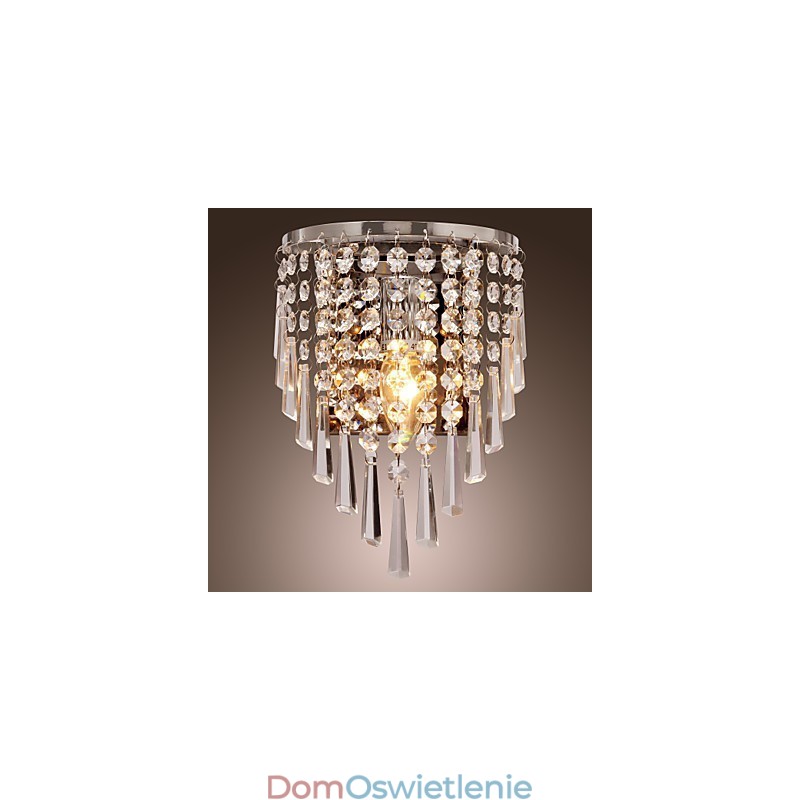 Półokrągła lampa ścienna z kryształu