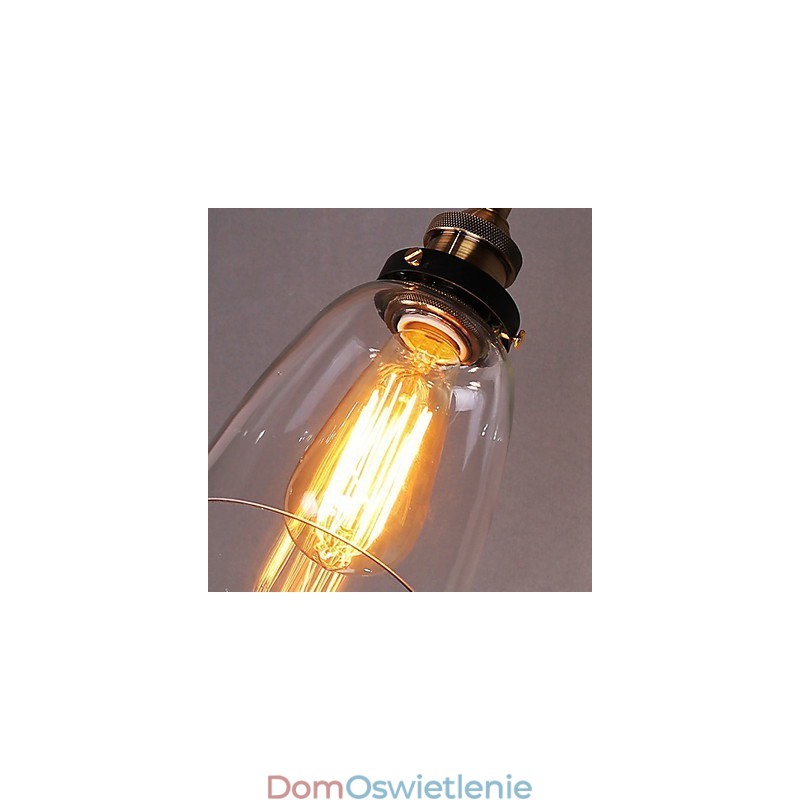 Kinkiet ścienny Industrial Edison Simplicity Glass z metalową podstawą, jadalnią, gabinetem, biurem, korytarzem, oświetleniem ściennym