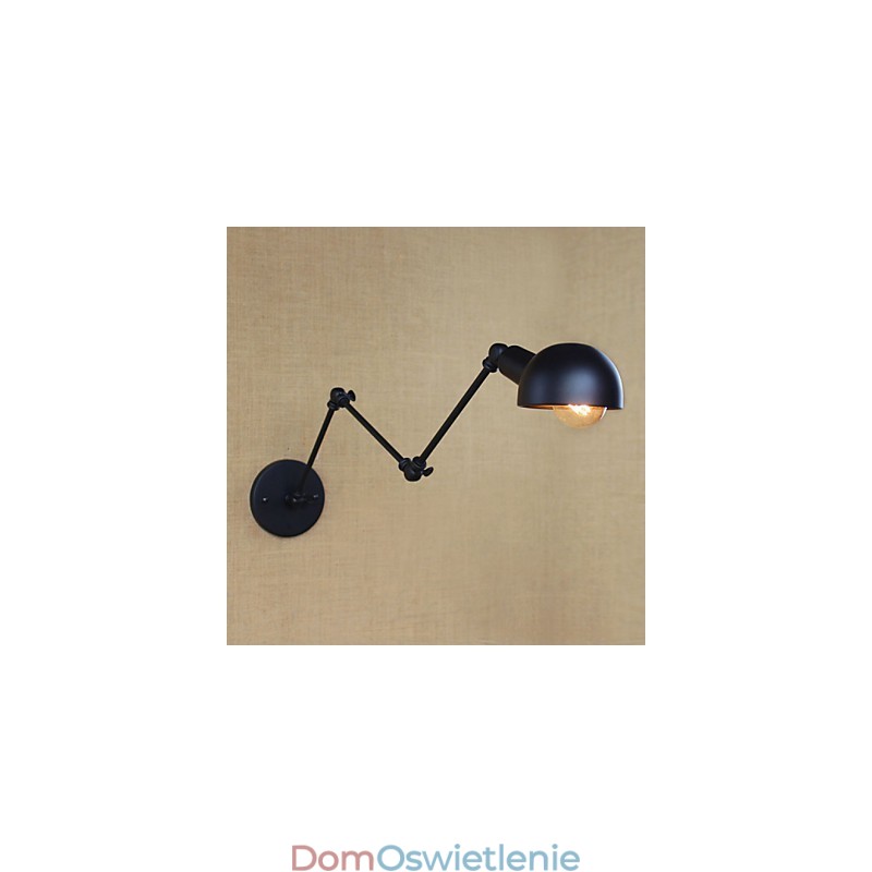 Styl retro industrialny, schody, korytarz, lampa ścienna z długim ramieniem, kute żelazo, balkon, restauracja, bar