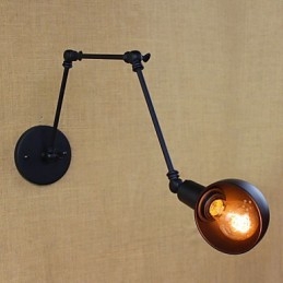 Styl retro industrialny, schody, korytarz, lampa ścienna z długim ramieniem, kute żelazo, balkon, restauracja, bar