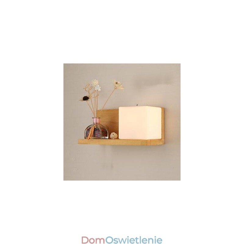 Kreatywna, współczesna i kontraktowa lampa ścienna z litego drewna i szkła