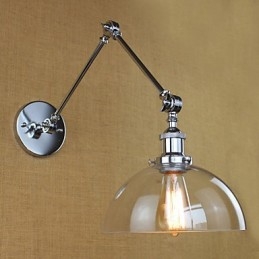 Teleskopowa lampa ścienna retro ze szkła chromowanego