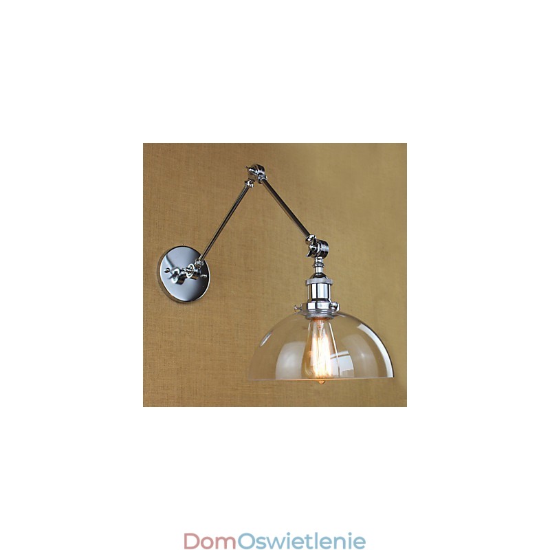 Teleskopowa lampa ścienna retro ze szkła chromowanego