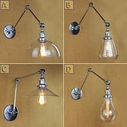 Teleskopowa lampa ścienna retro ze szkła chromowanego