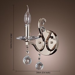 Kryształowe lampy ścienne w kształcie świecy nowoczesne współczesne metalowe