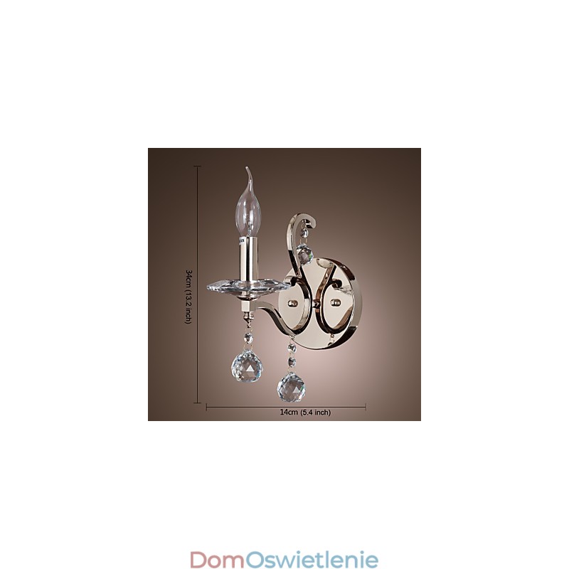 Kryształowe lampy ścienne w kształcie świecy nowoczesne współczesne metalowe